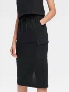 A new day Black Linen Mix Midi Cargo Skirt .